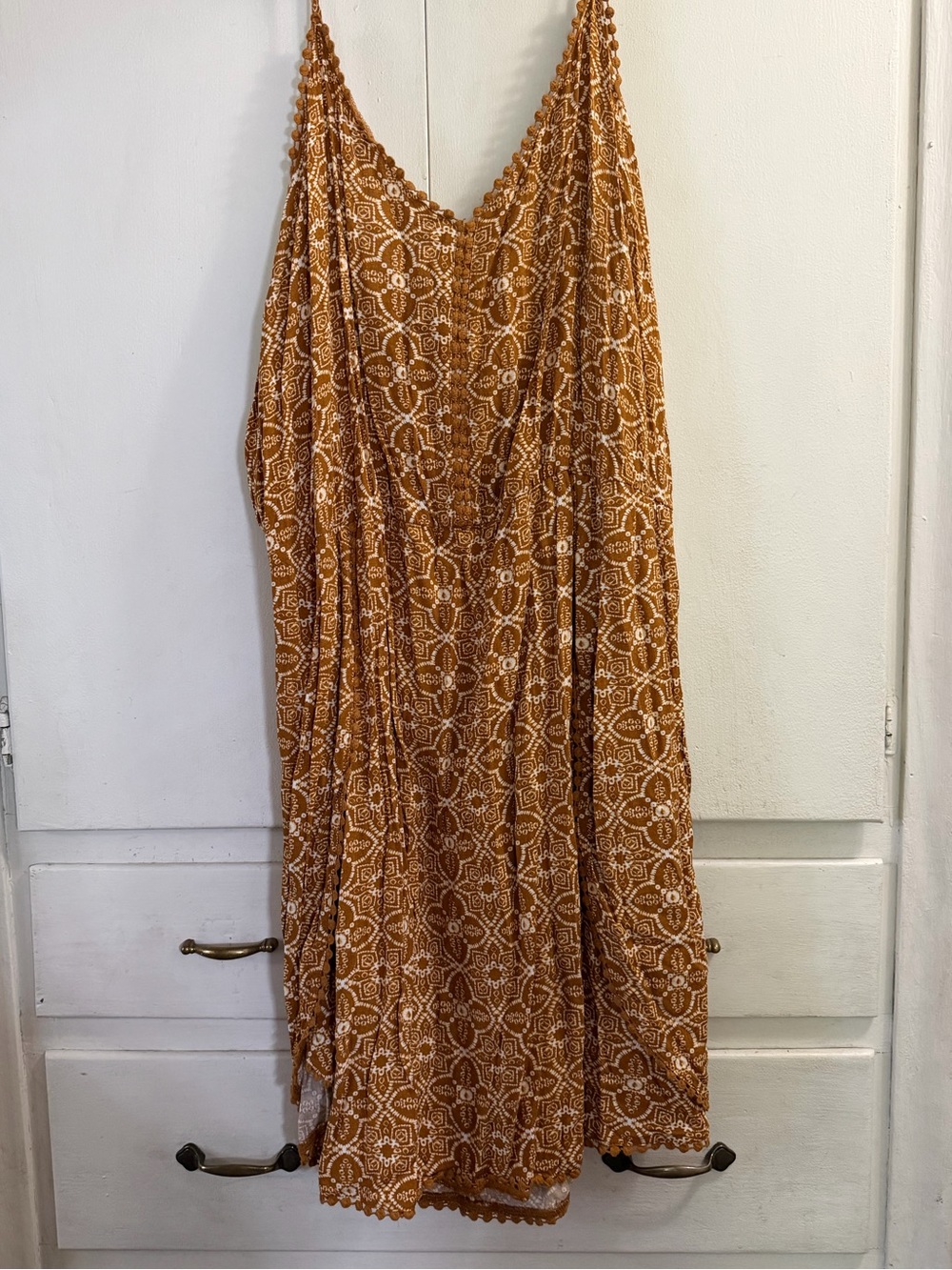 Maurices Mustard Floral Print Spaghetti Strap Midi Dress